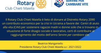 Rotary Chieti Maiella per il Distretto 2090 e la crisi in Ucraina